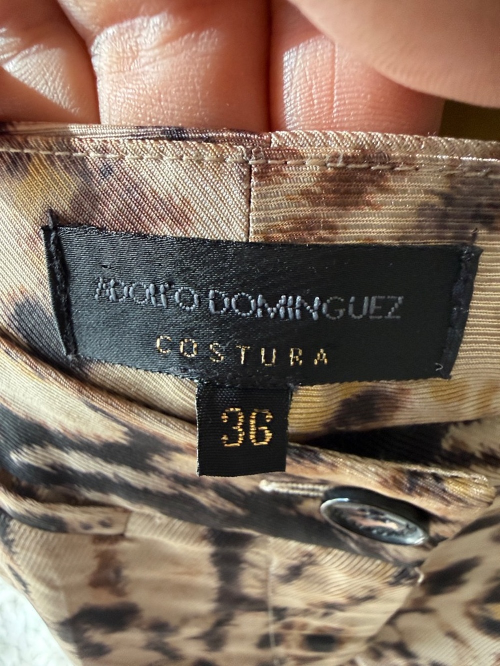 Adolfo Dominguez Beige and Black Animal Print Tapered Pants - Picture 2 of 7